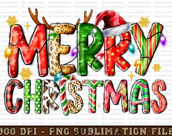 Merry Christmas PNG File, Sublimation Designs Download, Digital, Merry Christmas, Joy, Christmas Lights Sublimation png, Christmas, Joy