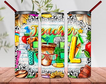 Teacher 20 oz Skinny Tumbler, Teacher Tumbler Sublimation Design, Teacher Appreciation, Teacher Wrap, Teacher Life PNG Instant Download