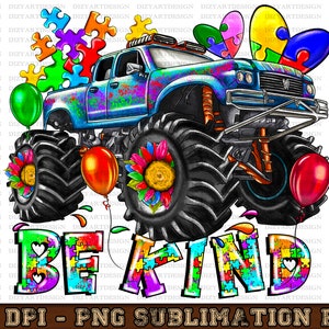 Be Kind Png, Autism Monster Truck Png, Truck Png, Daisy, Monster Truck Png, Autism Awareness, Puzzle Png,Instant Download,Sublimation Design