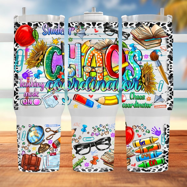 Chaos Coordinator Tumbler Png, 40oz Skinny Tumbler Sublimation, Digital Download, Teacher Tumbler, Teacher 40 oz Tumbler, Nurse Tumbler Png