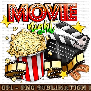 Movie Night Png, INSTANT DOWNLOAD, Film Design, Western Design, cinema Png, Leopard, Popcorn Png, Film Png, sublimate designs download