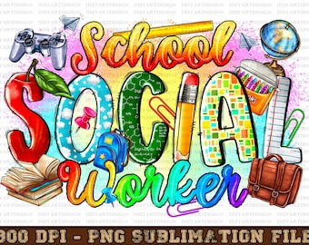School Social Worker Png, Teacher Png, School Png, Social Png, Teacher Design Png, Western, Worker Png,Digital Download,Sublimation Design