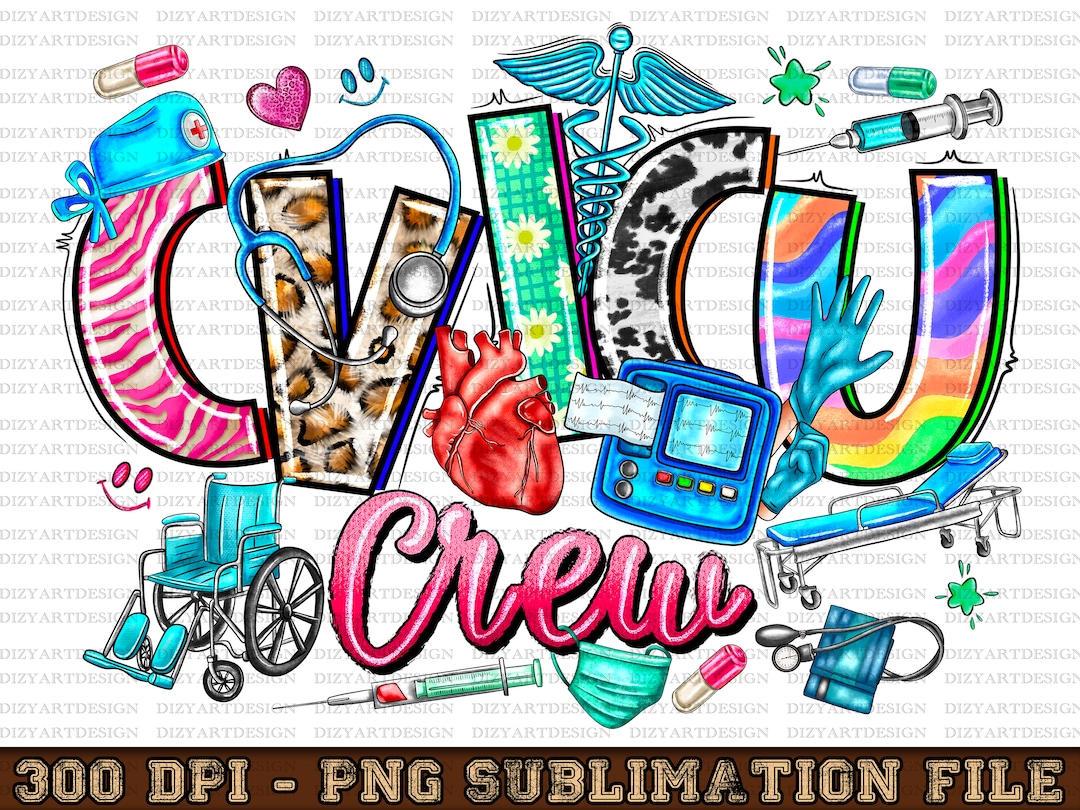 CVICU Crew, CVICU Nurse Png, Emergency Nurse, Leopard Lettering