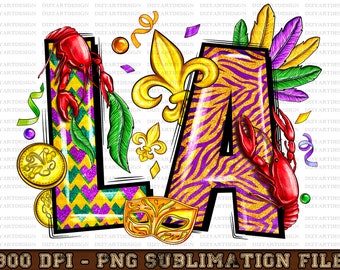 LA Louisiana Mardi Gras Png, Sublimation Design Download, Happy Mardi Gras Png, Louisiana Png, Mardi Gras Png, Sublimate Designs Download