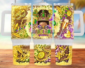 Mardigras Queen 40oz Tumbler Png, 40oz Tumbler Wrap,quencher tumbler,Mardi Gras Gift,Mardi Gras 40oz Tumbler,Mardi Gras Tumbler Png