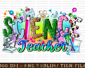 Science Teacher png sublimation design download, Teacher&#39;s Day png, Teacher png design, western Science png, sublimate designs download