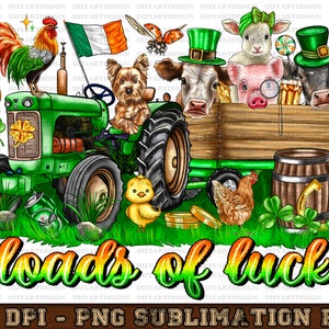 St. Patrick&#39;s Day farm animal tractor png sublimation design download, St. Patrick&#39;s Day png, Irish Day png, sublimate designs download