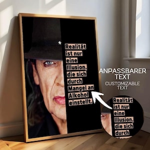 Udo Lindenberg Poster personalisierbar, Udo Lindenberg Leinwand Bild Druck, Porträt Spruch Zitat Geschenk