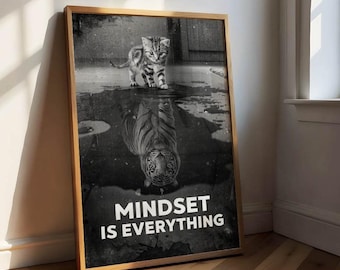Poster motivazionale su tela, frase ispiratrice per l'ufficio, citazione: la mentalità è tutto bianco e nero.
