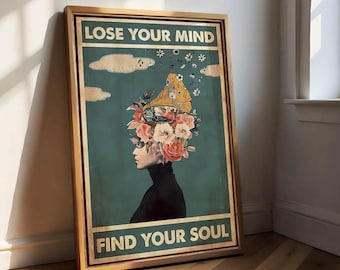 Perdi la testa, trova la tua anima, poster retrò, quadro su tela vintage, stampa artistica bohémien, decorazione per soggiorno e camera da letto, stampa artistica