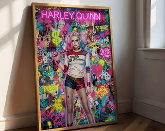 Poster di Harley Quinn, stampa su tela di Suicide Squad, stampa da parete con personaggi DC Comics, stampa artistica di fumetti, stampa artistica pop art di Harley Quinn, decorazione da parete