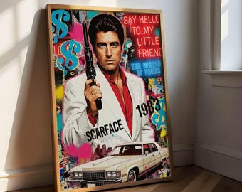 Poster di Scarface, stampa su tela di Tony Montana, stampa artistica da parete Pop Art di Al Pacino, regalo di Scarface, stampa artistica del poster del film