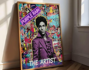 Poster di Prince, stampa su tela Pop Art Purple Rain, Prince, l'artista, regalo per musicista, cantante, icona, leggenda, stampa artistica di Prince, decorazione da parete