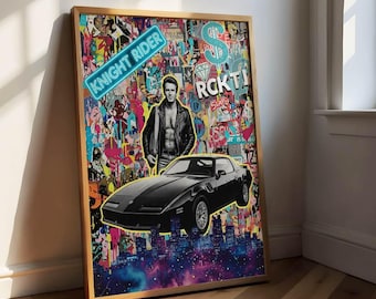 Poster di Supercar, stampa su tela Pop Art, David Hasselhoff, K.I.T.T., serie TV anni '80, poster di film classici, arredamento moderno ed elegante, arte murale