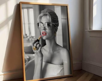 Quadro su tela con poster di Brigitte Bardot, stampa di moda retrò, decorazione per il bagno, immagine murale in bianco e nero