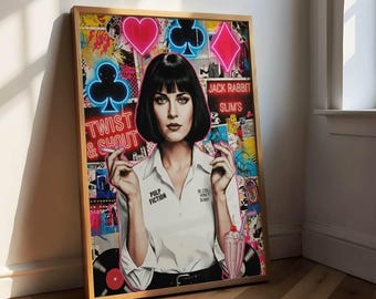 Poster di Mia Wallace, poster del film Pulp Fiction, stampa su tela Pop Art, Uma Thurman Mia Wallace Quentin Tarantino Cult Film Art Print Wall Art