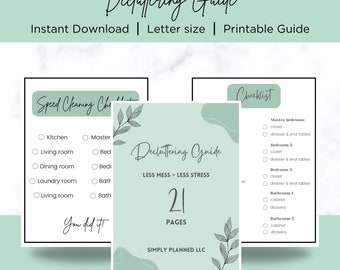 Decluttering Guide and checklists, digital download, cleaning checklist, 30 day challenge, printable declutter planner