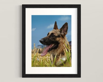 ジャーマンシェパード犬アートキャンバスプリント LAShepard 絵画 8x10