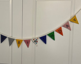 Mini Fabric Happy Birthday Banner - Happy Birthday Bunting - Reusable