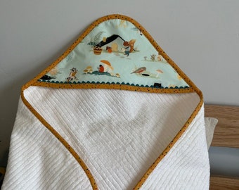 Baby Hooded Towel -Woodland Animals- Baby Bath Towel -Baby Shower Gift
