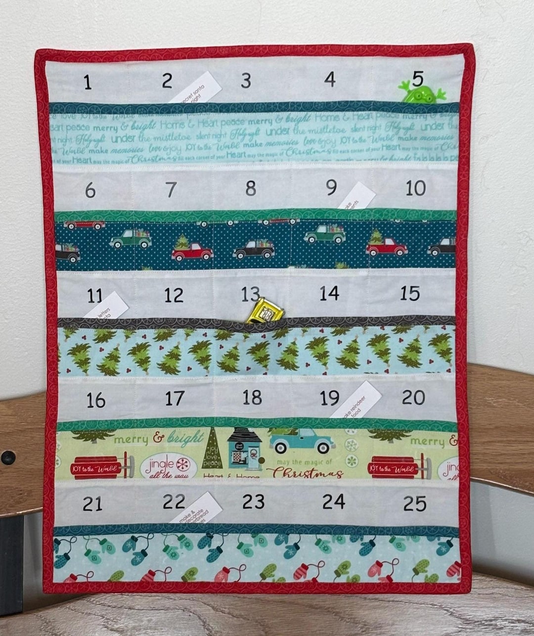 Advent Calendar With Pockets - Wall Hanging - Quilted - Christmas - Etsy