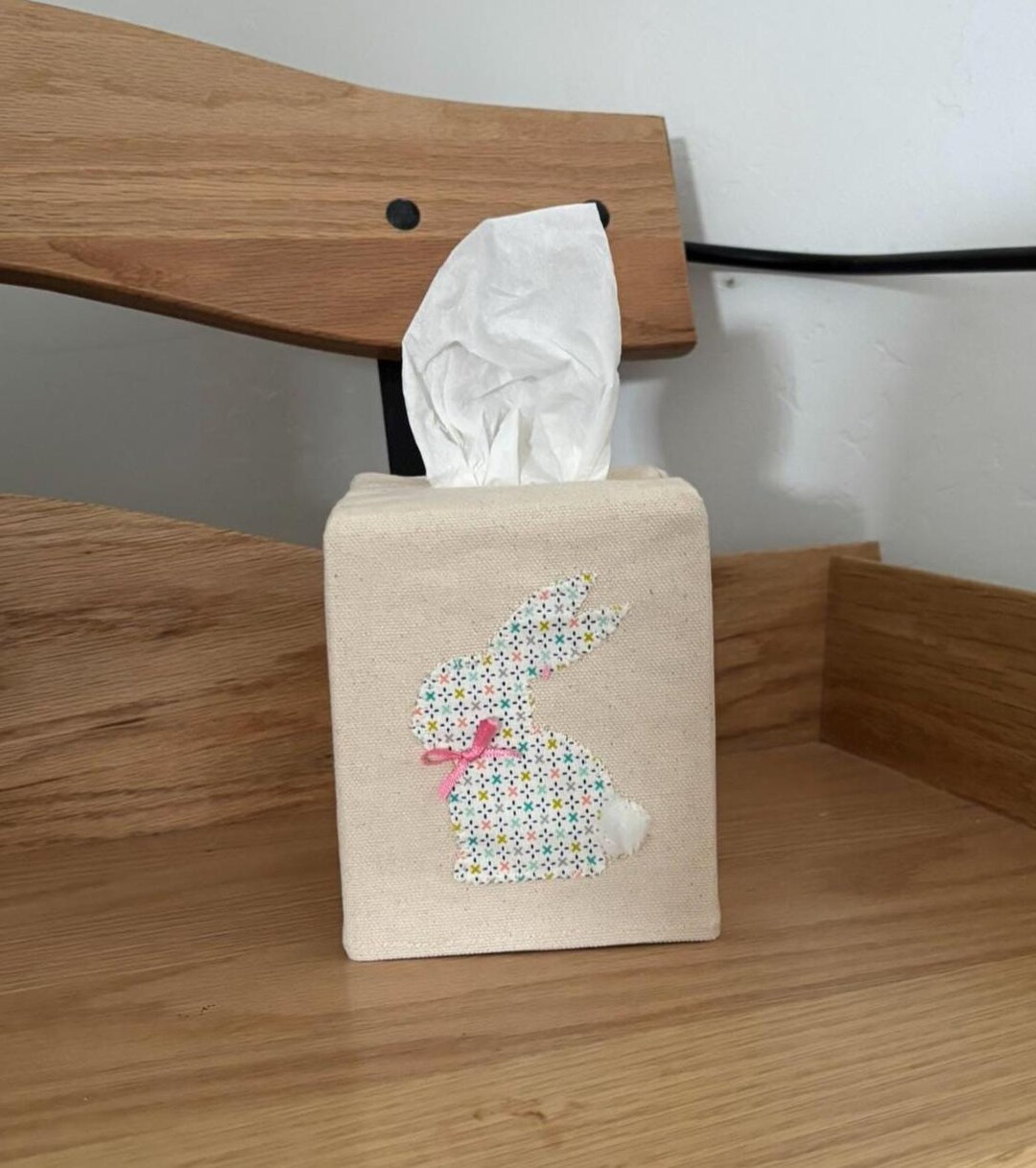 White Rabbit Tissue Fabric Tissue Box Cover - Square - Bunny - Easter - Etsy