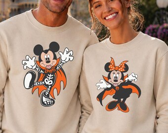 Disney Halloween Vampire Mickey Minnie Mouse Sweatshirt Spooky Season Disney Vacation Boo Crew Sweater Matching Couple Disney Trip Sweaters