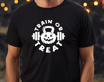 Halloween Personal Trainer Shirt Gym Tshirt Spooky Pumpkin Shirt Unisex Halloween Gifts Trick Or Train Body Building Shirt Weightlifting Tee
