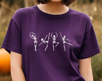 Skeleton Ballerinas Tshirt Halloween Ballet Gifts Spooky Ballerina Shirt Dancing Skeletons Trending Halloween Shirts Dance Teacher Tshirt