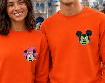 Disney Halloween Embroidered Sweatshirt Mickey Minnie Mouse Disney Vacation Gift Embroidery Halloween Sweatshirt Donald Duck Disney Sweater