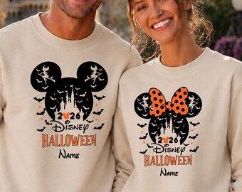 Matching Couple Disney Halloween Sweatshirt 2026 Halloween Disney Vacation Mickey Minnie Mouse Sweater Matching Family Disney Trip Sweaters