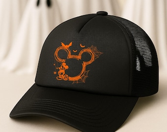 Minnie and Mickey Mouse Halloween Hats Disney Halloween Trucker Hat Customizable Halloween Accessories Snapback Halloween Spooky Disney Hat