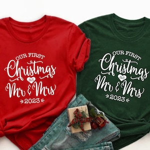 Our First Christmas as Mr Mrs Shirt, Christmas Gift, Couples Shirts, Matching Couple, Christmas Shirt, Married Christmas, Mr and Mrs