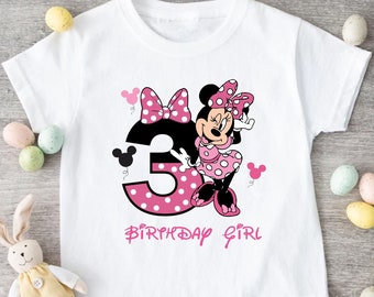 Minnie Mouse Birthday Girl Shirt, Disney Birthday Party, 3rd Birthday Gift, Disneyland Birthday Trip, Birthday Princess, Custom Bday Gift