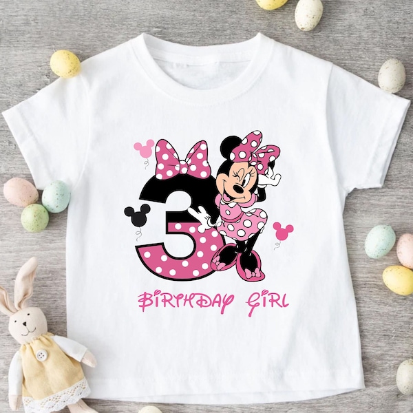 Minnie Mouse Birthday Girl Shirt, Disney Birthday Party, 3rd Birthday Gift, Disneyland Birthday Trip, Birthday Princess, Custom Bday Gift