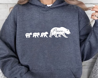 Mama Bear Hoodie, Custom Kids Names, Personalized Mama Bear Hoodie, Custom Mama Hoodie, Gift For Wife, Motherhood Clothes, Presents For Mom