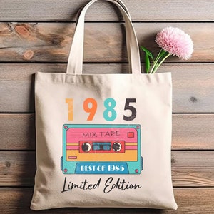 Sac fourre-tout 40e anniversaire 1985 Cadeaux 40e anniversaire Cadeaux 40e anniversaire en vrac Sac fourre-tout d'anniversaire Sac à bandoulière rétro Cadeaux d'anniversaire personnalisés