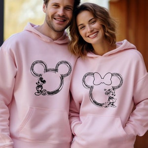 Mickey and Minnie Mouse Hoodies, Matching Couple Disney Trip Hoodie, Cute Disney Couple Hoodie,  Valentines Day Clothes, Valentines Day Gift