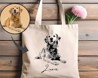 Personalized Pet Photo Tote Bag, Dog Mom Tote Bag, Dog Owner Gifts, Dog Mom Shoulder Bag, Mothers Day Gift , Custom Pet Photo Gifts, Dog Dad