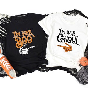 I&#39;m Her Boo Tee I&#39;m His Ghoul Shirt Halloween Matching Shirts Halloween Couple Shirt Skeleton Shirts Funny Halloween Clothes Halloween Gifts