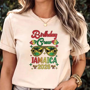 Customizable Birthday Crew Jamaica 2025 Shirt Birthday Squad Matching Tees 2025 Jamaica Vacation Trip African Party Tshirt Jamaican Girls