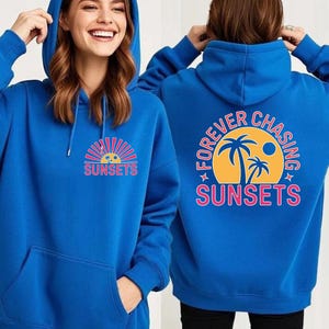 Summer Hooded Sweatshirt Beach Hoodie Summer Vibes Summer Gift Sunset Hoodie Two Sided Summer Vacation Hoodie Sunset Lovers Travel Gifts