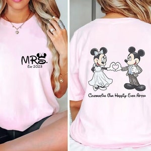 Two Sided Mr and Mrs Custom Est Shirts, Disney Honeymoon Couple Shirt, Honeymoon Matching, Just Married, Disney Wedding, Disneyland Vacation Bild 2