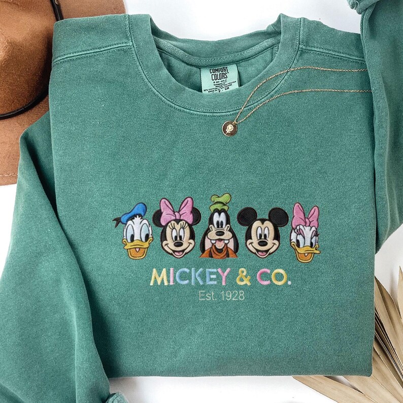 Mickey And Friends Embroidered Disney Sweatshirt Comfort Color Minnie Mickey Mouse Embroidery Sweatshirt Disney Vacation Embroidered Sweater image 13