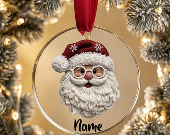 Custom Christmas Santa Claus Acrylic Ornament Xmas Holiday Gift Merry Christmas Kid Toddler Gift Custom Christmas Keepsake Personalized Gift