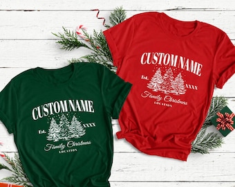 Family Christmas Matching Shirts Custom Location Family Name Matching Family Shirt 2026 Personalized Christmas Family Reunion Matching Shirt