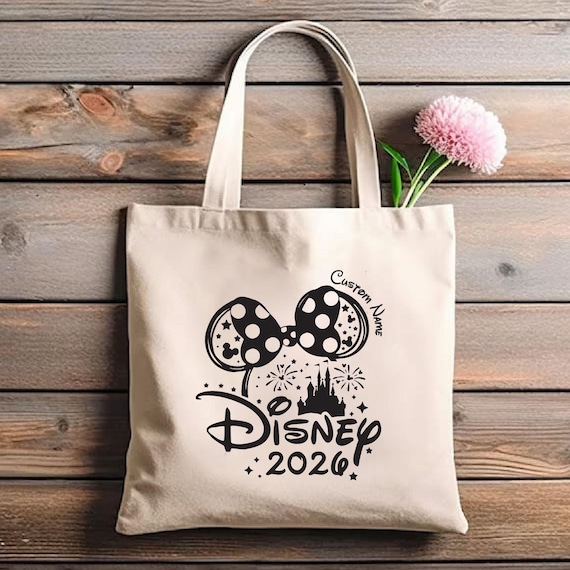 Custom Name Disney Tote Bag Personalized Disney 2026 Shoulder Bag