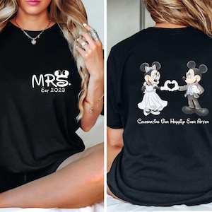 Two Sided Mr and Mrs Custom Est Shirts, Disney Honeymoon Couple Shirt, Honeymoon Matching, Just Married, Disney Wedding, Disneyland Vacation