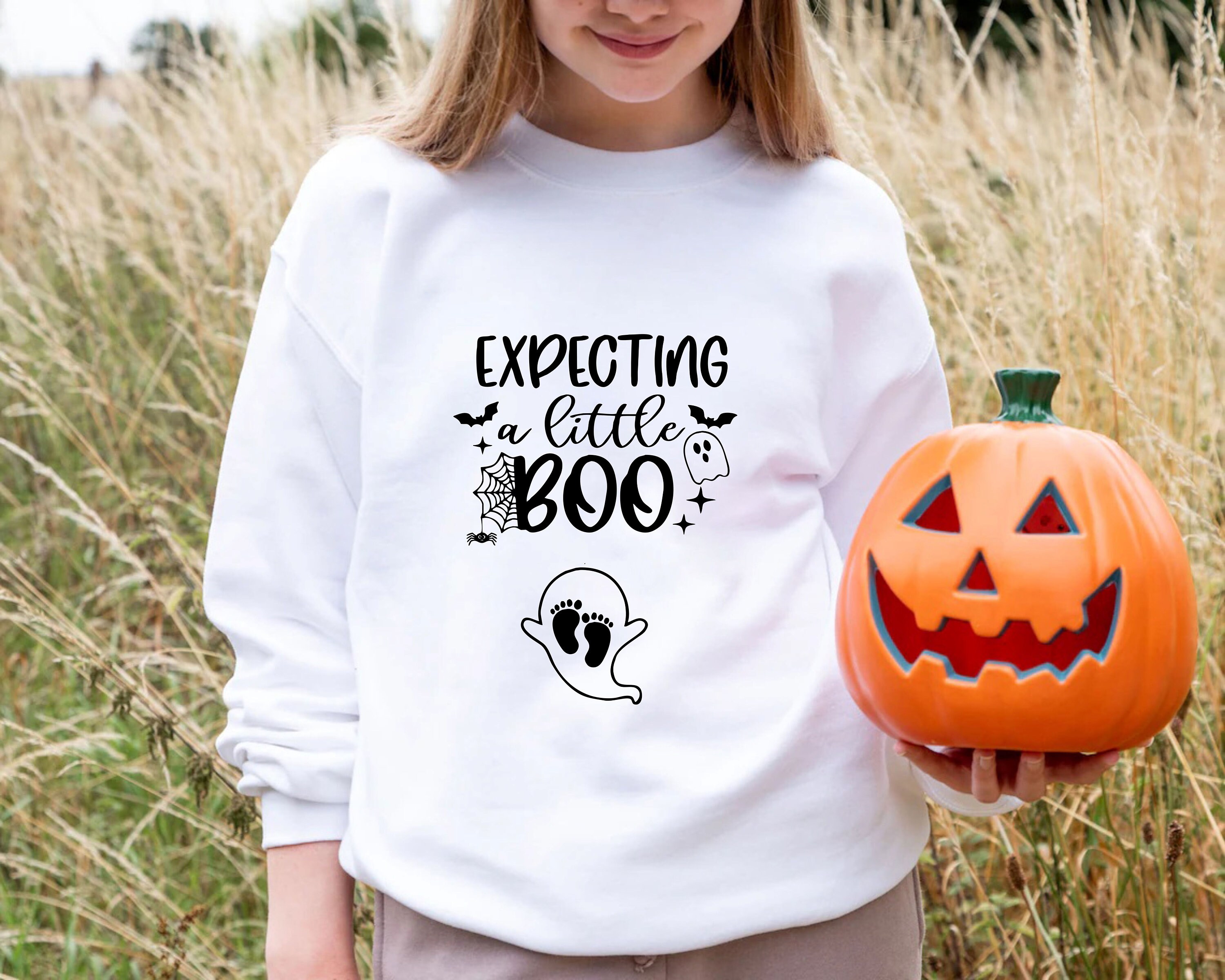 Discover Expecting A Little Boo Sweatshirt, Pregnant Woman Shirt, Pregnancy In October, Spooky Baby Coming, Pregnancy Halloween Sweater, Baby Reveal