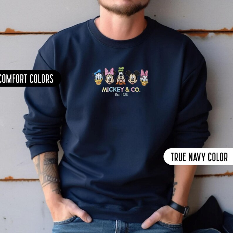 Mickey And Friends Embroidered Disney Sweatshirt Comfort Color Minnie Mickey Mouse Embroidery Sweatshirt Disney Vacation Embroidered Sweater image 12